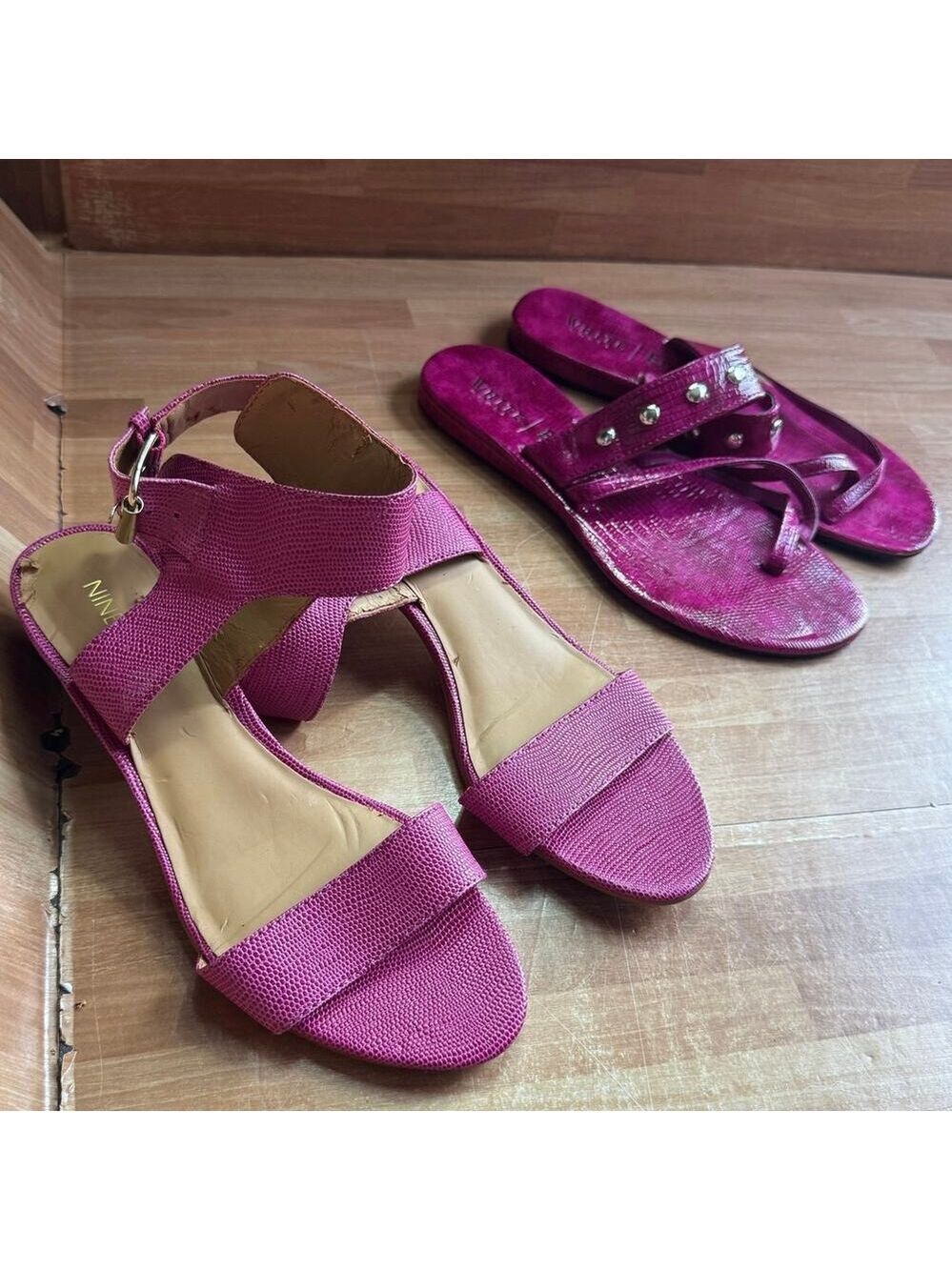 White House Black Market Fuchsia Studded sandals and more